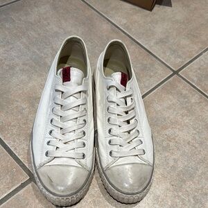 John Varvatos White Sneakers with Red Logo